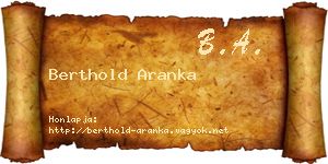 Berthold Aranka névjegykártya